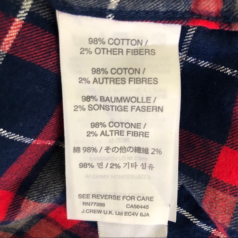 J Crew Sparkle Red Plaid Flannel Pajama Shirt top - Picture 6 of 7